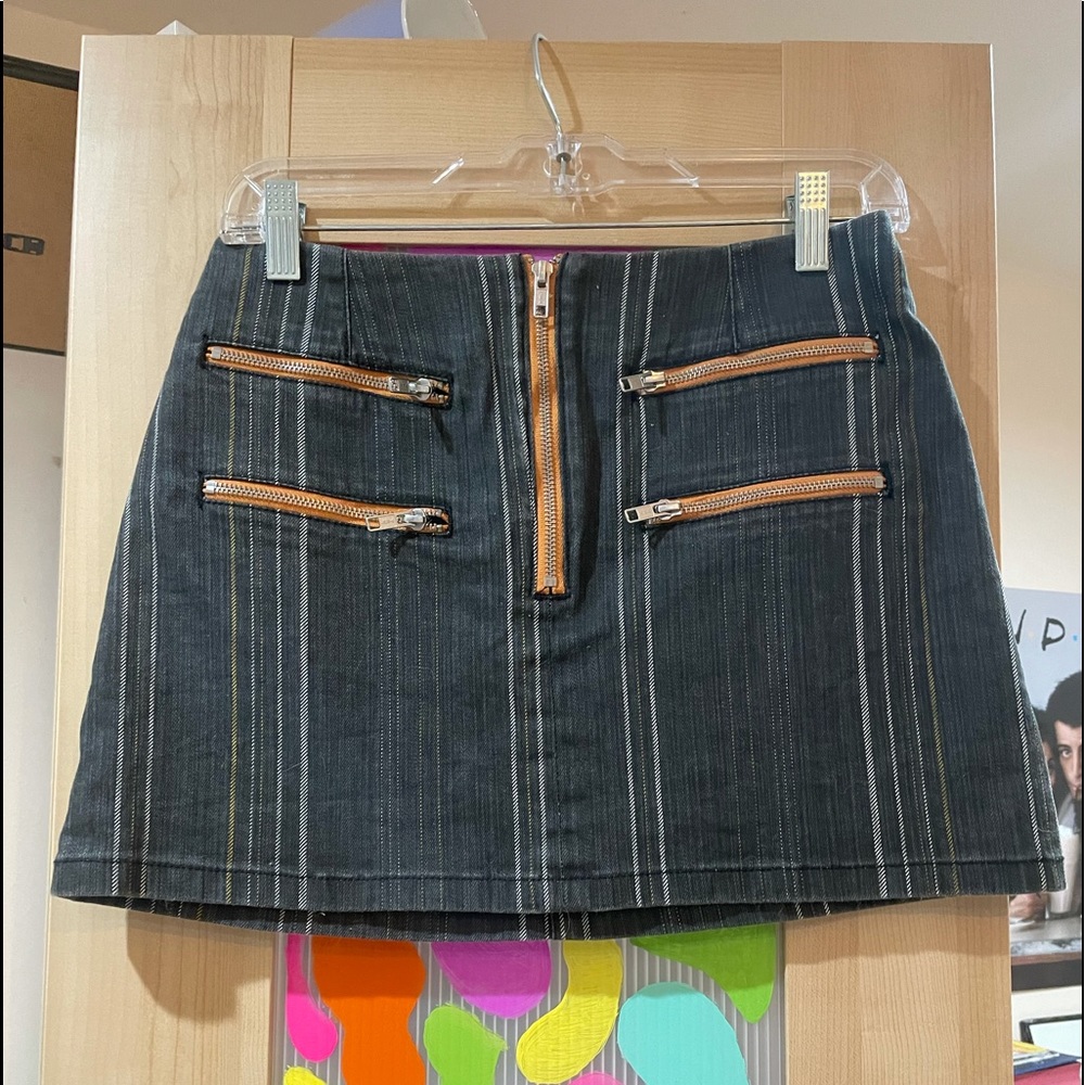 mini skirt, denim w zippers